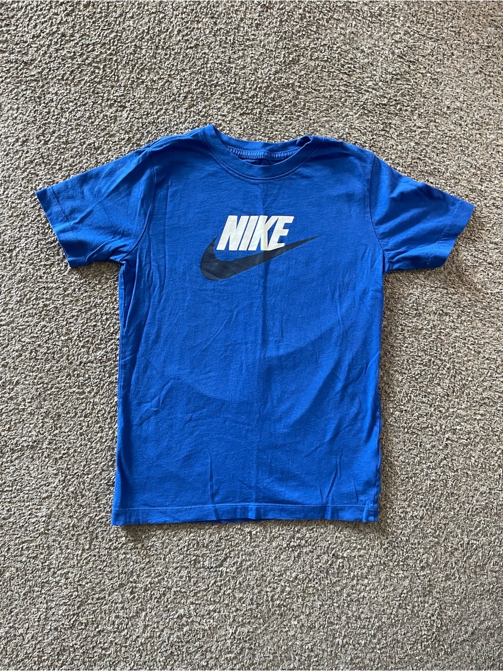 Nike Royal Blue Short Sleeve Tee with White Logo and Black Swoosh